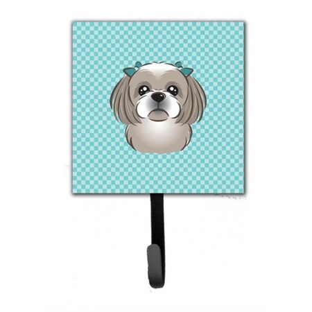 Jensendistributionservices Checkerboard Blue Gray Silver Shih Tzu Leash & Key Holder MI1719960